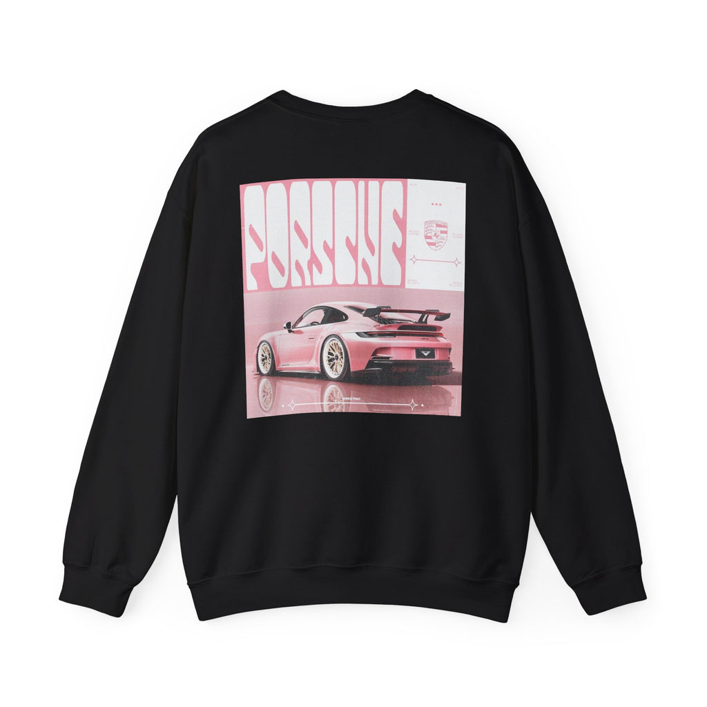 Pink Sports Car Crewneck Sweatshirt — "Good Day" Retro Racer Graphic