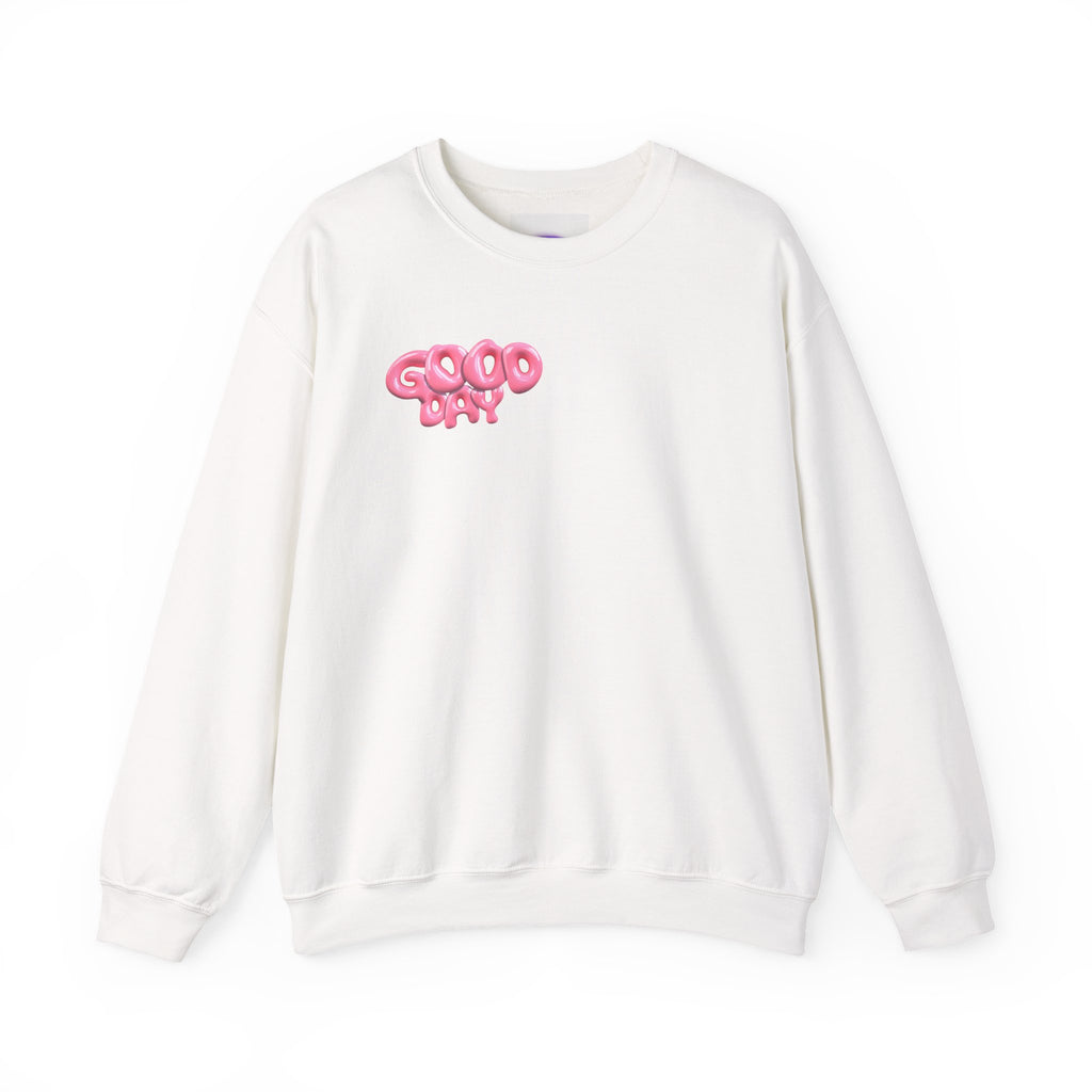 Pink Sports Car Crewneck Sweatshirt — "Good Day" Retro Racer Graphic