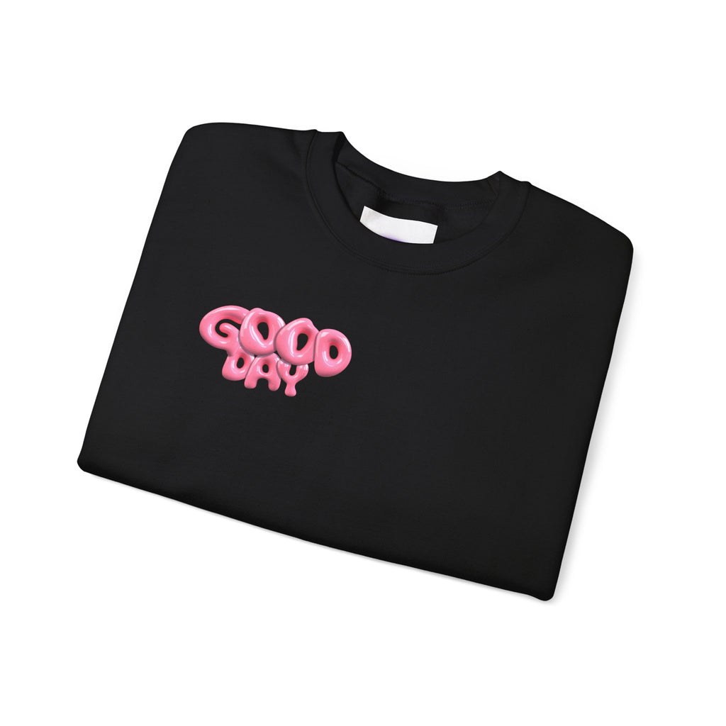 Pink Sports Car Crewneck Sweatshirt — "Good Day" Retro Racer Graphic