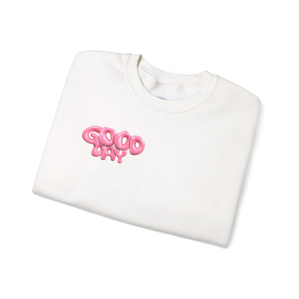 Pink Sports Car Crewneck Sweatshirt — "Good Day" Retro Racer Graphic