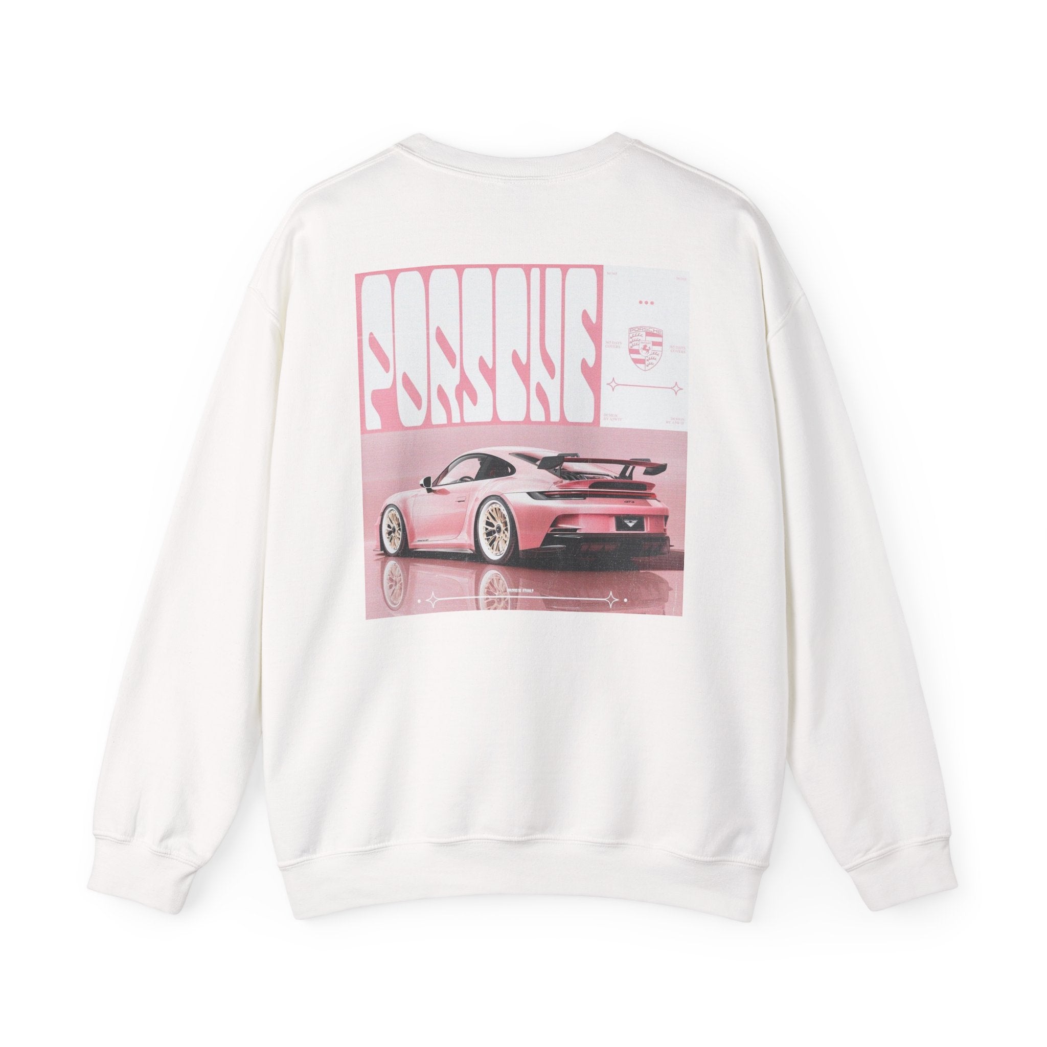 Pink Sports Car Crewneck Sweatshirt — "Good Day" Retro Racer Graphic